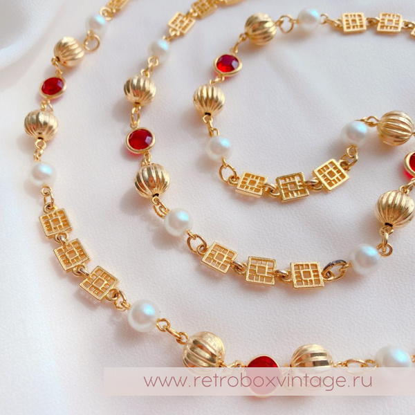 NO NAME Ожерелье «Рубиния: нить безелей с жемчугом»