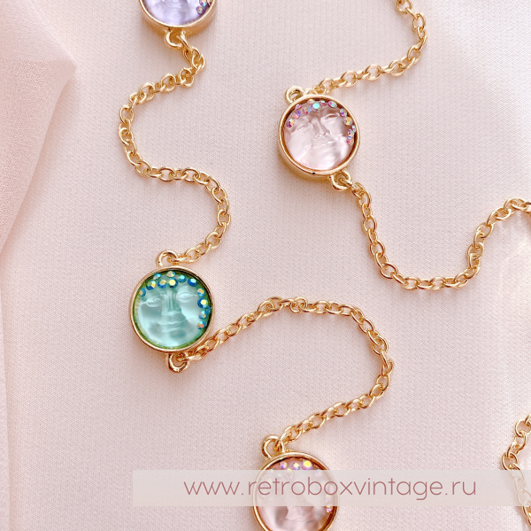 KIRKS FOLLY Ожерелье-цепь "Пастельные луны: золото" двусторонние