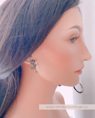 JJ / JONET JEWELRY Серьги-пусеты «Котик-озорник: бронза»