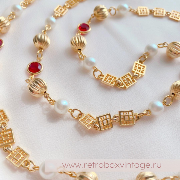 NO NAME Ожерелье «Рубиния: нить безелей с жемчугом»