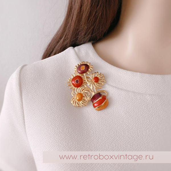 AVON / YVES SAINT LAURENT Брошь «Подсолнухи Ван Гога»