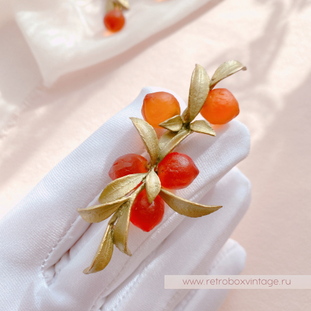 MICHAEL MICHAUD Брошь «Веточка с апельсинами» музейная коллекция