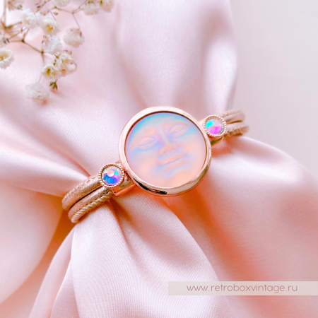 KIRKS FOLLY Браслет «Лунный свет: персиковая в розовом золоте на кожаном ремешке»