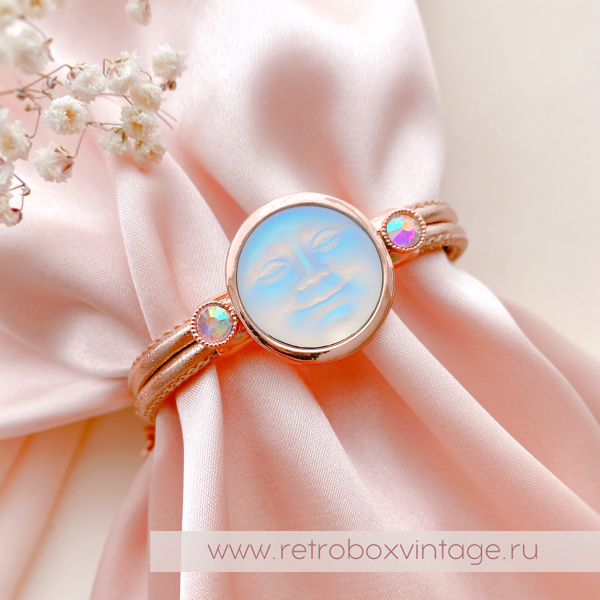 KIRKS FOLLY Браслет «Лунный свет: светлая в розовом золоте на кожаном ремешке»