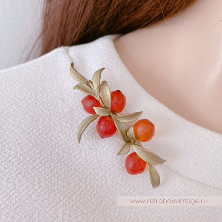 MICHAEL MICHAUD Брошь «Веточка с апельсинами» музейная коллекция
