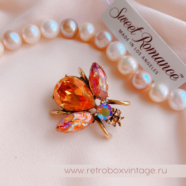 SWEET ROMANCE Трио брошей «Медовые пчелки: золотисто-коричневые в золоте» (3 шт)