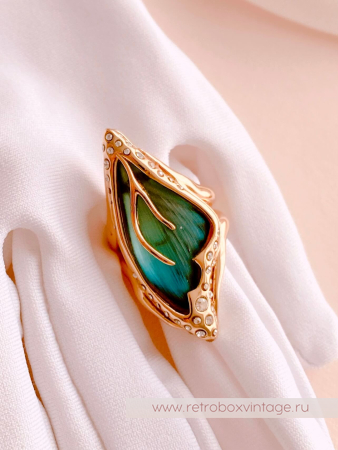 ALEXIS BITTAR Кольцо "Крыло голубой бабочки" Коллекция JARDIN MYSTERE AZURE BLUE