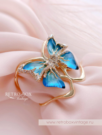 ALEXIS BITTAR Браслет-каф "Голубая бабочка" Коллекция Jardin mysteré azure blue