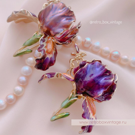 KIRKS FOLLY Брошь «Фиолетовый ирис с феей»