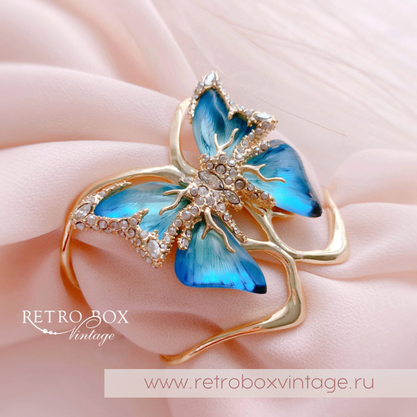 ALEXIS BITTAR Браслет-каф "Голубая бабочка" Коллекция Jardin mysteré azure blue
