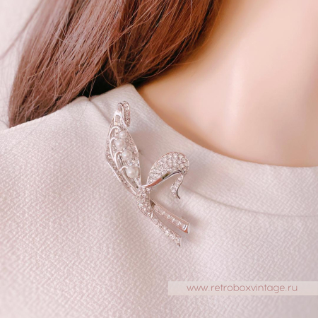 NOLAN MILLER Брошь «Хрустальный ландыш: серебро»