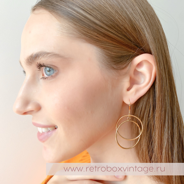 JOAN RIVERS Серьги "Двойные кольца: желтое золото"