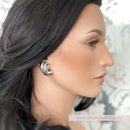 MONET Клипсы «Серебристые завитки»