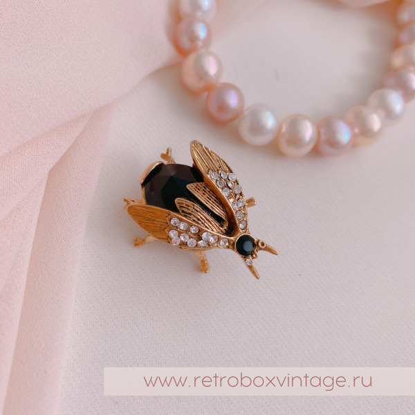 SWEET ROMANCE Трио брошей «Ночные пчелки: черные в золоте» (3 шт) в коробке