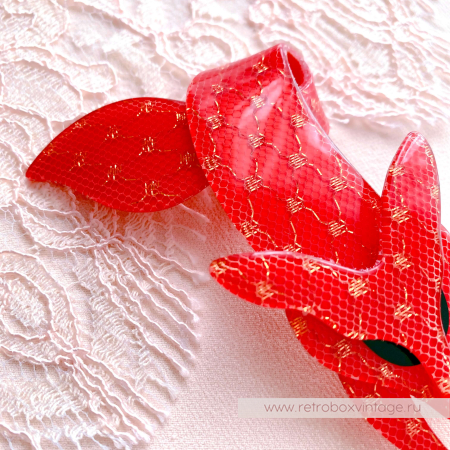 LEA STEIN Брошь "Лиса: красная кружевная" черные глазки