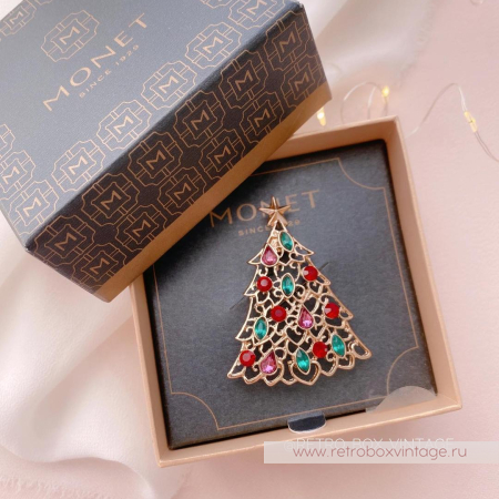 MONET Брошь «Кристальная елочка»