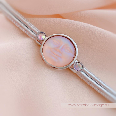 KIRKS FOLLY Браслет «Лунный свет: персиковая в серебре на кожаном ремешке»