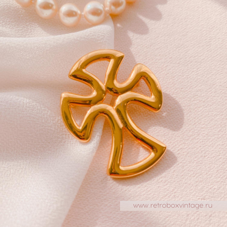 ANNE KLEIN Брошь «Добродетели аристократов: золотой крест»