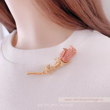 NOLAN MILLER Брошь «Нежная кристальная роза»