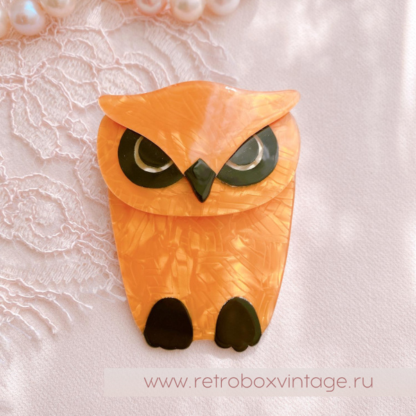 LEA STEIN Брошь «Сова Буба: солнечный лучик» черный клюв