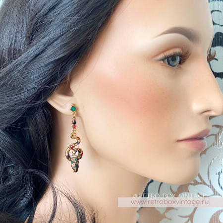 SWEET ROMANCE Серьги «Эмалевые змейки: золото»