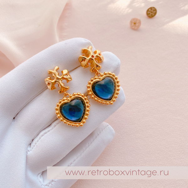 TORY BURCH Серьги «Сердце индиго»