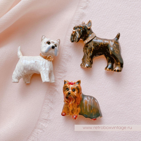 ERWIN PEARL Брошь «Собака шотландский терьер»