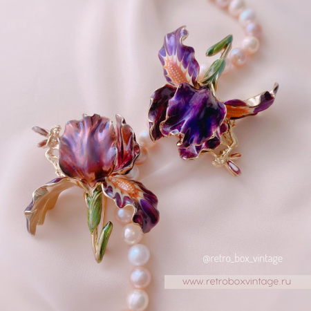 KIRKS FOLLY Брошь «Фиолетовый ирис с феей»