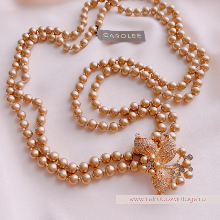 CAROLEE Ожерелье с брошью «Жемчужное золото и золотой цветок»