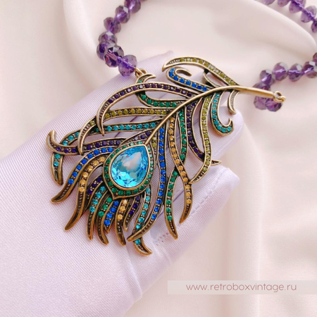HEIDI DAUS Ожерелье «Перо синей птицы» павлин HEIDI DAUS Ожерелье «Перо синей птицы» павлин