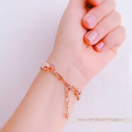 KIRKS FOLLY Браслет «Лунный свет: персиковая в розовом золоте на кожаном ремешке»