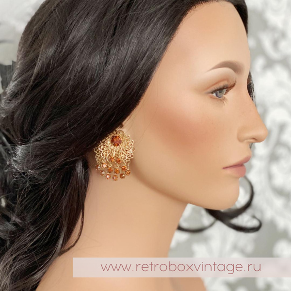 Клипсы «Шепот осени» с танцующими кристаллами