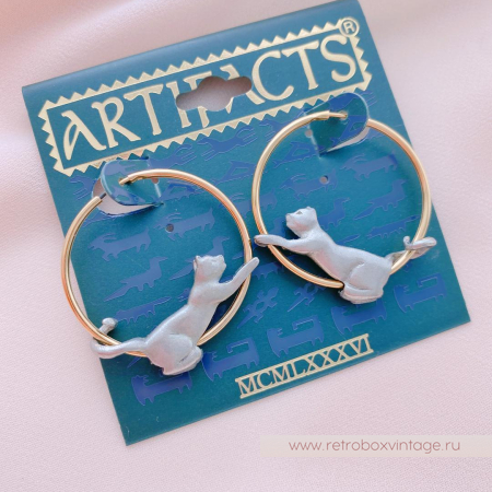 JJ / JONET JEWELRY (ARTIFACTS ) Серьги-конго «Кошечки-пантеры» (уценка)