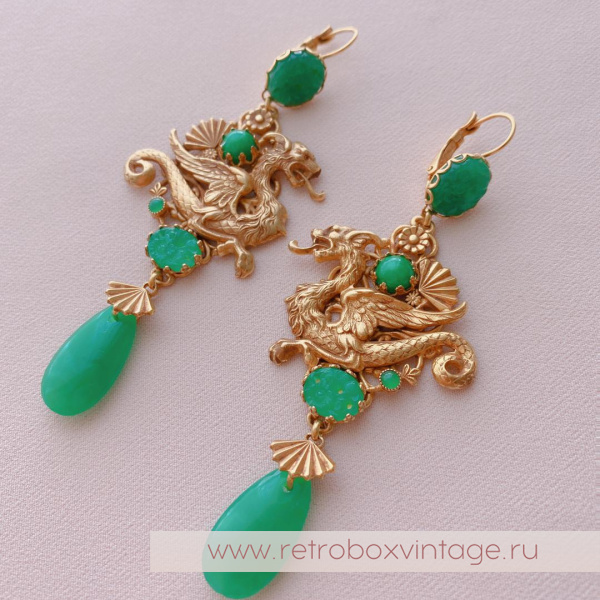 ASKEW LONDON Серьги "Императорские драконы"с пекинским стеклом (веер, левербэк) ASKEW LONDON Серьги "Императорские драконы"с пекинским стеклом (веер, левербэк)