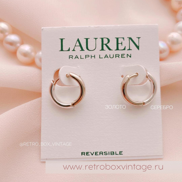 RALPH LAUREN / LAUREN Серьги двусторонние «Мини-кольца: золото-серебро»