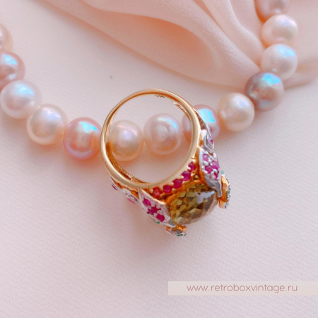 Кольцо «Оливия» (серебро 925, цитрин, рубин, изумруд) 7,5"