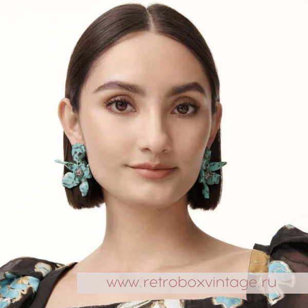 LELE SADOUGHI Серьги «Орхидеи малые: черные на бирюзе» (юбилейный выпуск)