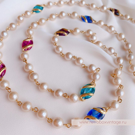 JOAN RIVERS Ожерелье «Секрет молодости: жемчуг и цветное стекло»