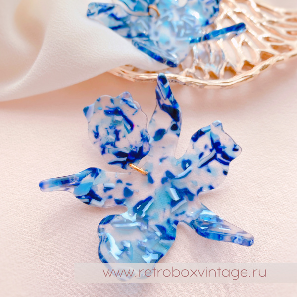 LELE SADOUGHI Серьги «Эффектные орхидеи: голубой и синий на прозрачном»