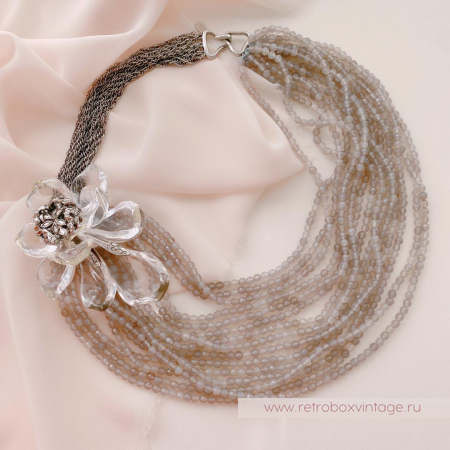 ALEXIS BITTAR Ожерелье с серым агатом «Цветок таинственного сада Jardin Mistere»