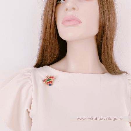 JOAN RIVERS Брошь-часы "Полосатая пчелка" с японским механизмом