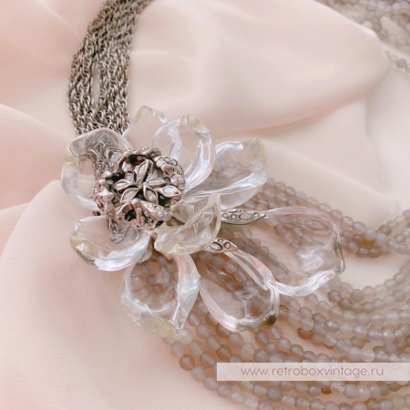 ALEXIS BITTAR Ожерелье с серым агатом «Цветок таинственного сада Jardin Mistere»