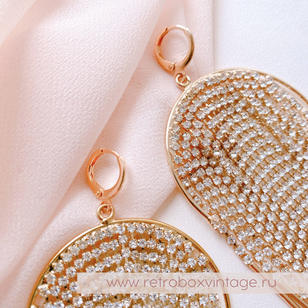 OPHELIA ROE Серьги "Каскады водопада: кристаллы в золоте"