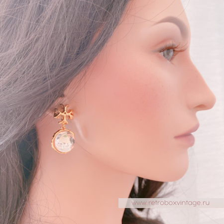 TORY BURCH Серьги-пусеты «Роксана: бежево-нюдовые кабошоны»