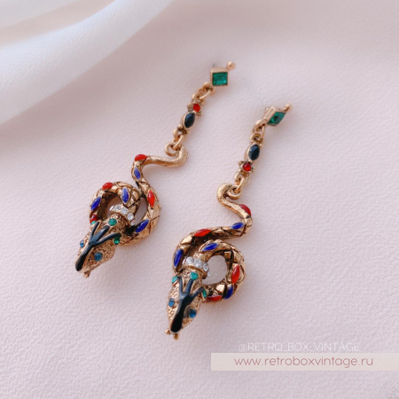 SWEET ROMANCE Серьги «Эмалевые змейки: золото»
