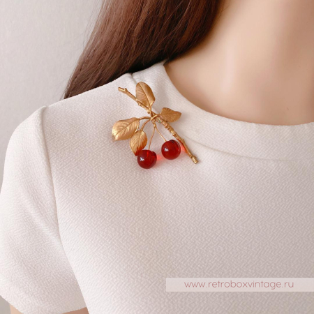 MICHAEL MICHAUD Брошь «Вишня морелло золото»