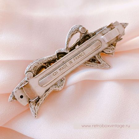 SWEET ROMANCE Заколка-автомат "Бант: прозрачные кристаллы в серебре"