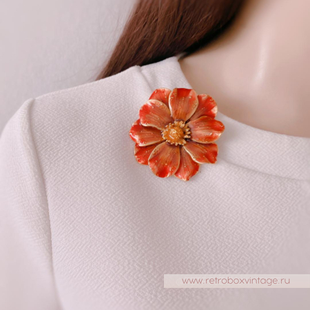 ERWIN PEARL Брошь «Цветок золотисто-красного анемона»