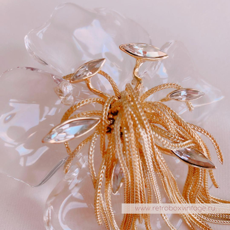 ALEXIS BITTAR Брошь «Орхидея Офелия - цветок воды» с цепочками