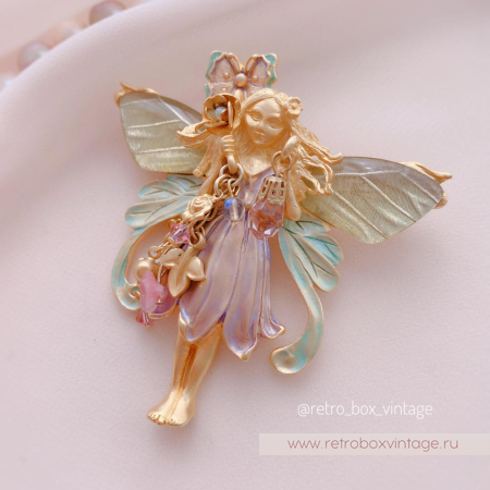 KIRKS FOLLY Брошь-кулон «Фея примулы с золотистыми крылышками»